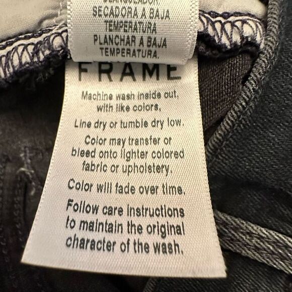 Frame Zip Fly Le High Flare Stretch Denim Jeans Deep Indigo Size 31 - Picture 7 of 7